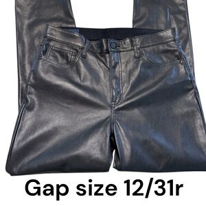 Gap Black Faux Leather Pants Vintage Straight size 12